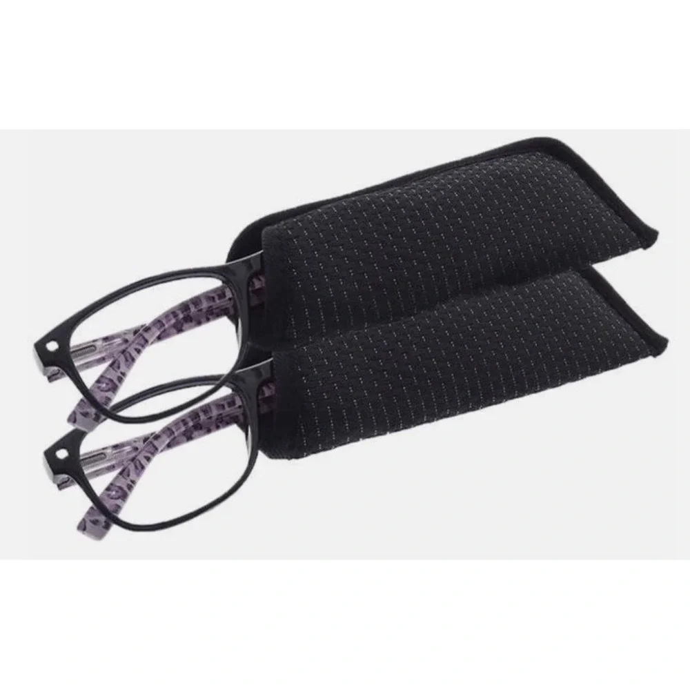 M+ Blue Light 2-Pack Chloe Readers +3.00 Black Purple Leopard Print Glasses
